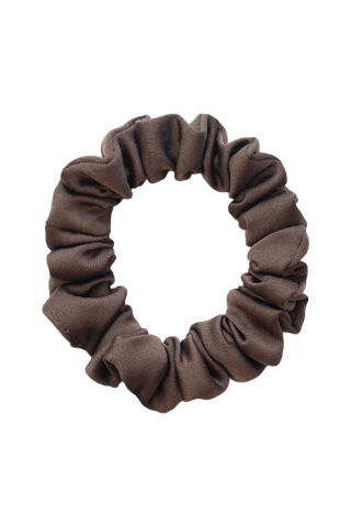 MURU Úzká Saténová Scrunchie gumička - Dark Chocolate Matná
