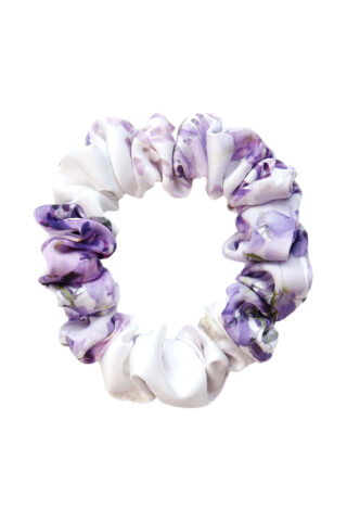 MURU Úzká Saténová Scrunchie gumička - Flower