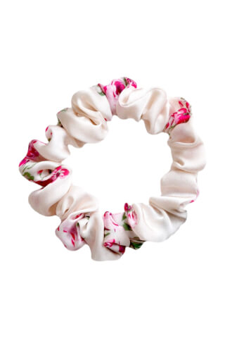 MURU Úzká Saténová Scrunchie gumička - Rose