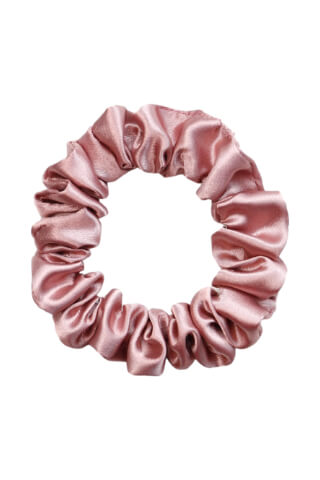 MURU Úzká Saténová Scrunchie gumička - Starorůžová Lesklá
