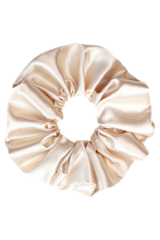 MURU Velká Saténová Scrunchie gumička - Krémová Champagne Lesklá