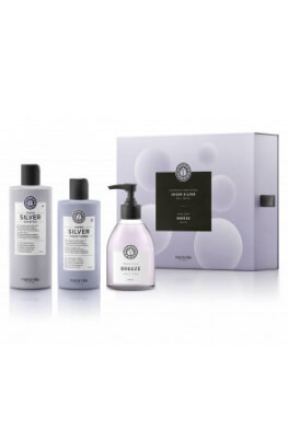 Maria Nila Sheer Silver dárková sada šampon 350 ml + kondicionér 300 ml + tekuté mýdlo Breeze 300 ml