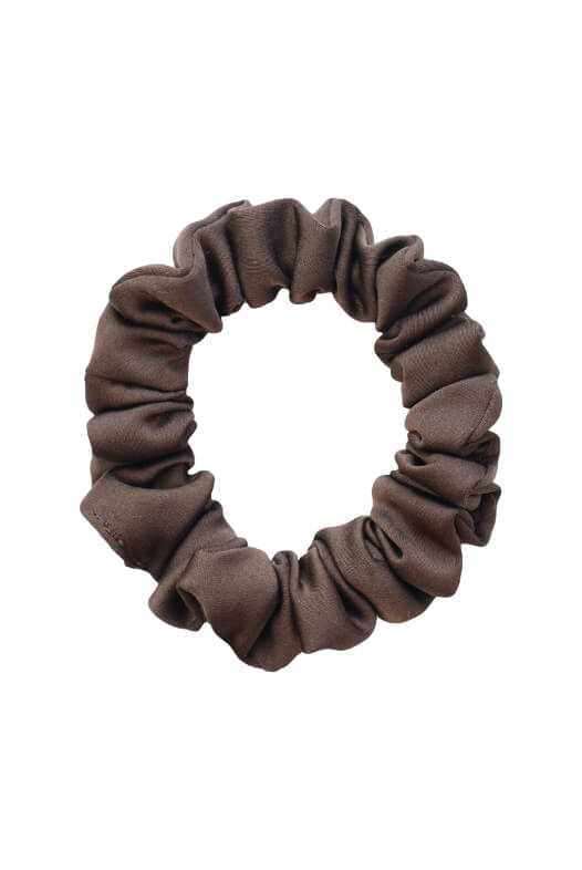 MURU Úzká Saténová Scrunchie gumička - Dark Chocolate Matná