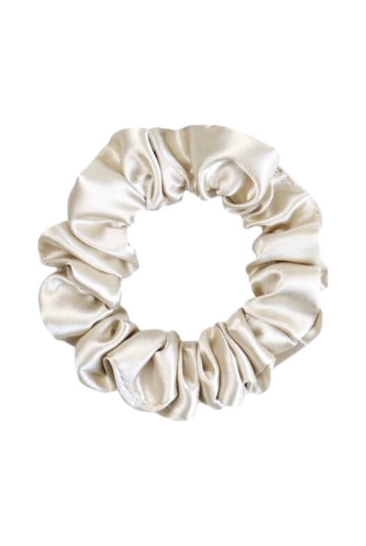 MURU Úzká Saténová Scrunchie gumička - Krémová Champagne Lesklá
