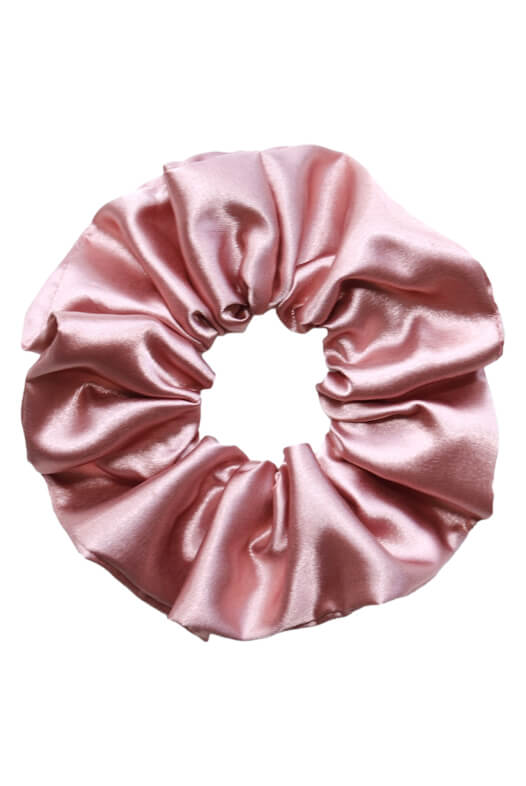 MURU Velká Saténová Scrunchie gumička - Starorůžová Lesklá